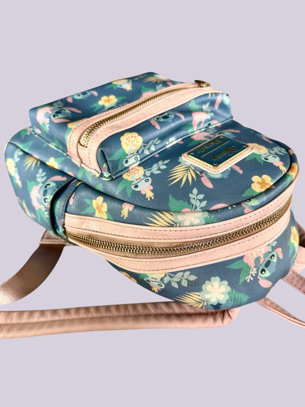 Loungefly Rare Lilo & Stitch Floral Print Mini Backpack-Rare OG HEART Logo - Picture 5 of 16